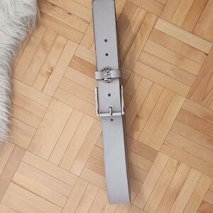 Michael Kors Silver Textured Leather Belt